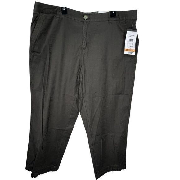 New! Intro Love the Fit Tabby Ankle Waist Elastic Green Women’s Pants Sz 20W - Picture 1 of 11